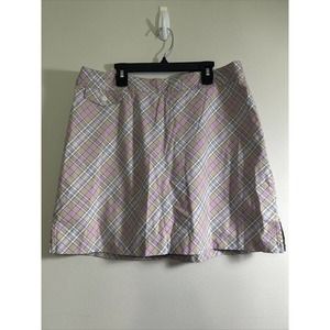 Lady Hagen Golf Skort Greek Isles‎ Sporade Plaid Sesame Pink Size 10